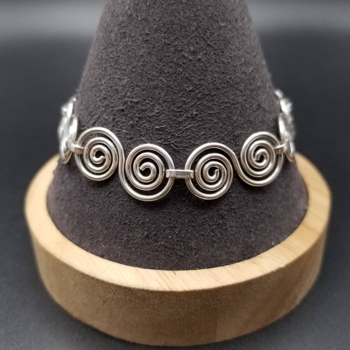 CII メキシコ 925 シルバー 渦巻チェーン ブレスレット 銀 スタイリッシュ 存在感 Birmingham ホールマーク ユニセックス R 16-X