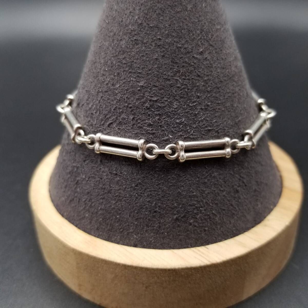 シンプル ダブル バーチェーン 925 シルバー ブレスレット 銀 スタイリッシュ 英国 Birmingham Convention マーク ユニセックス R 16 X