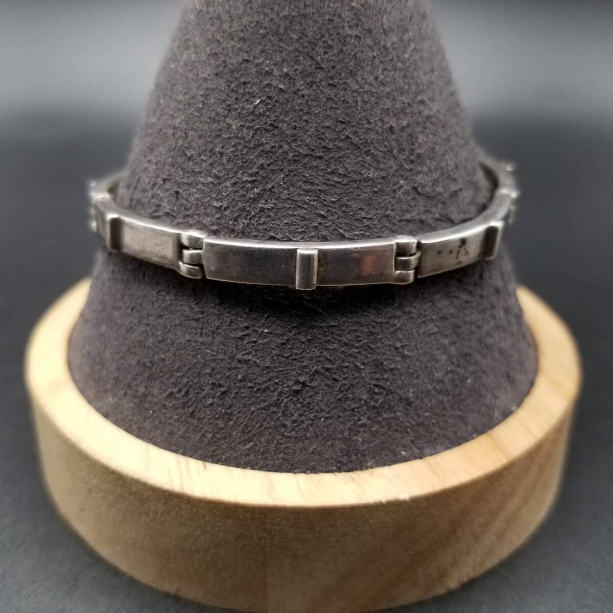 シンプル バーチェーン 925 シルバー ヴィンテージ ブレスレット 銀 スタイリッシュ 重厚感 メンズジュエリー Gents R 16 Y