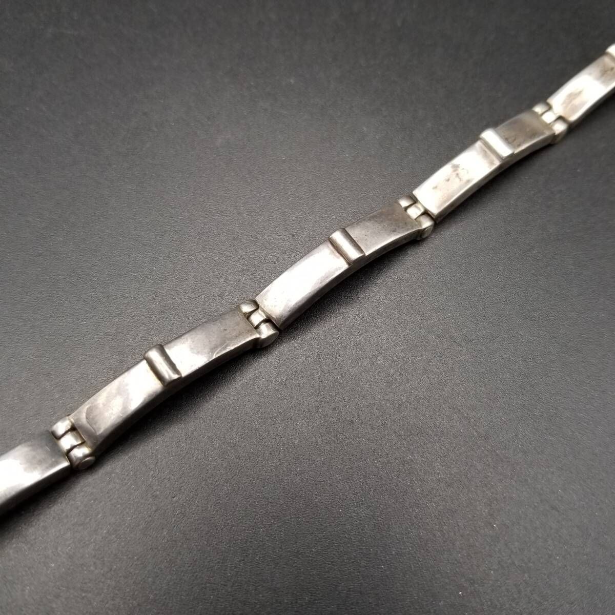 シンプル バーチェーン 925 シルバー ヴィンテージ ブレスレット 銀 スタイリッシュ 重厚感 メンズジュエリー Gents R16-Y