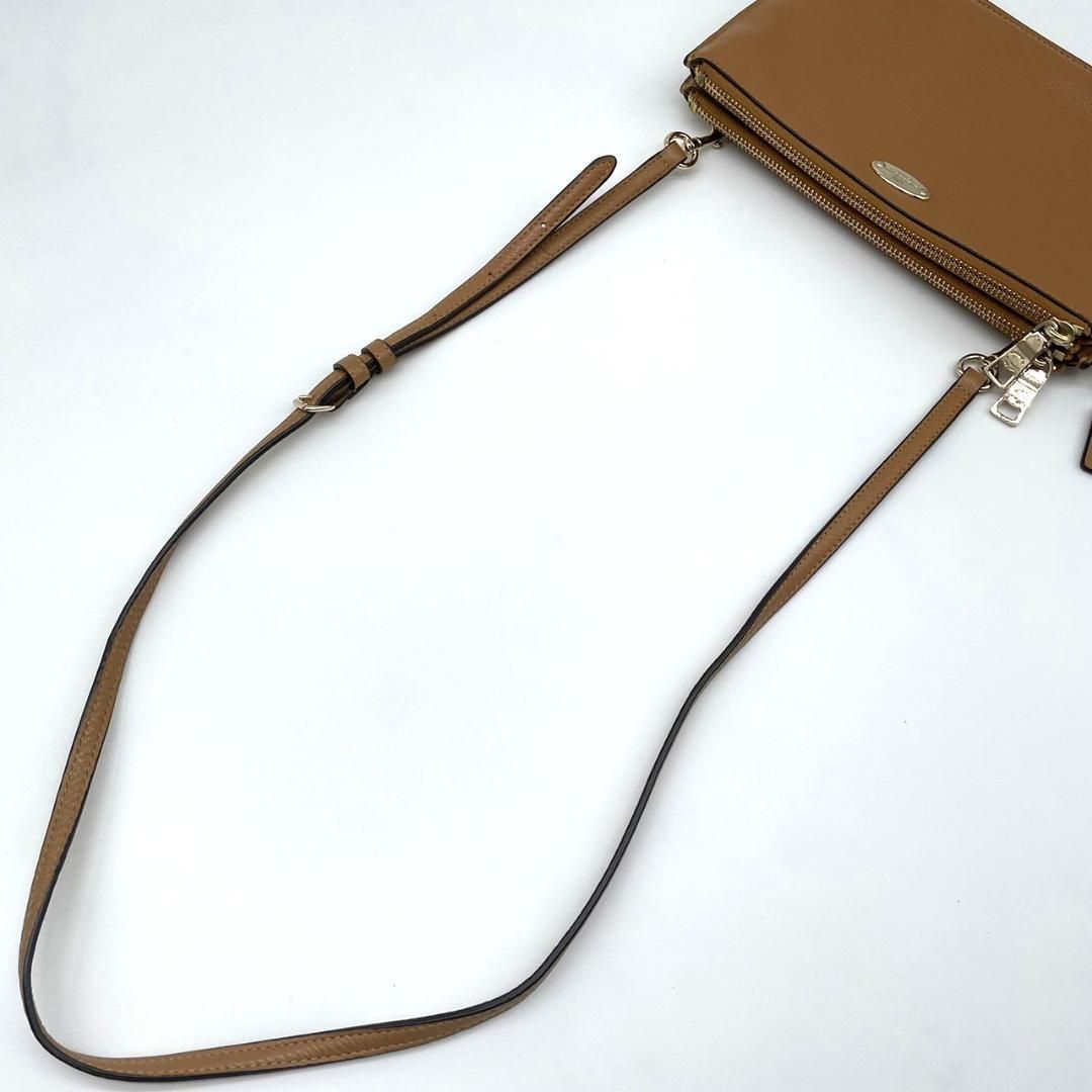 美品✧コーチ ショルダーバッグ ダブルガセット クロスボディ 53157 茶 美品✧コーチ ショルダーバッグ ダブルガセット クロスボディ 53157 茶