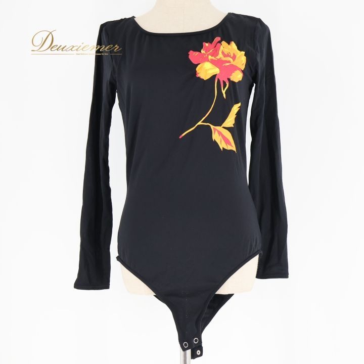 社交ダンス 衣装 レオタード チャコット Chacott ブラック系 花柄