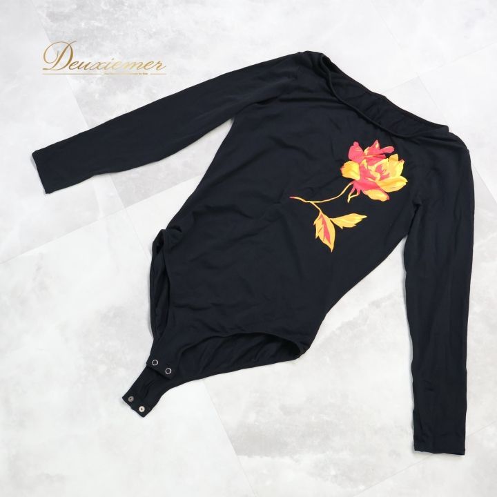 社交ダンス 衣装 レオタード チャコット Chacott ブラック系 花柄