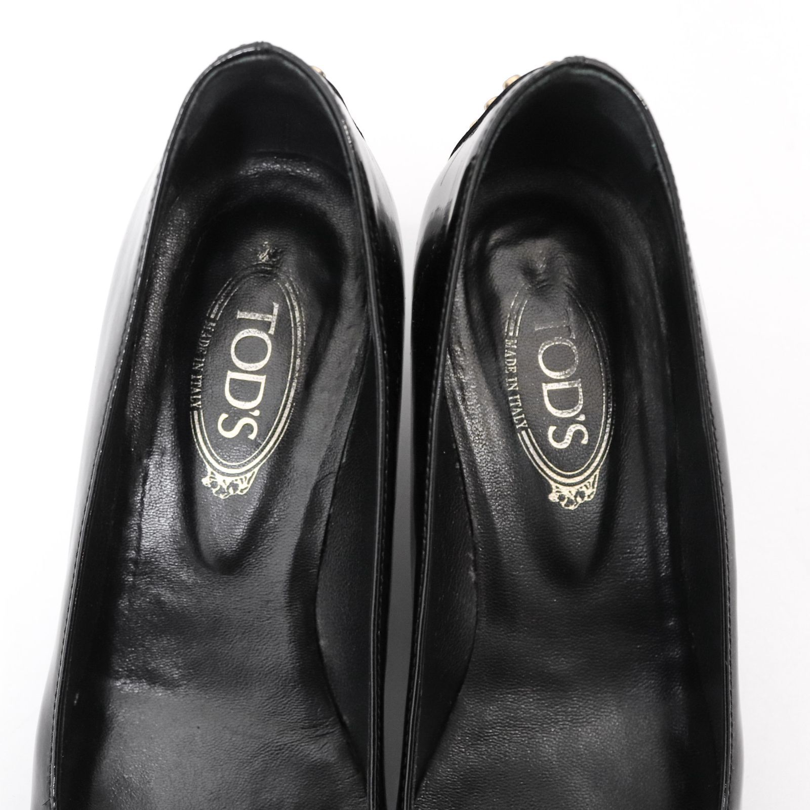 トッズ パンプス ローファー ゴンミーニ 黒 ブラック Black エナメル