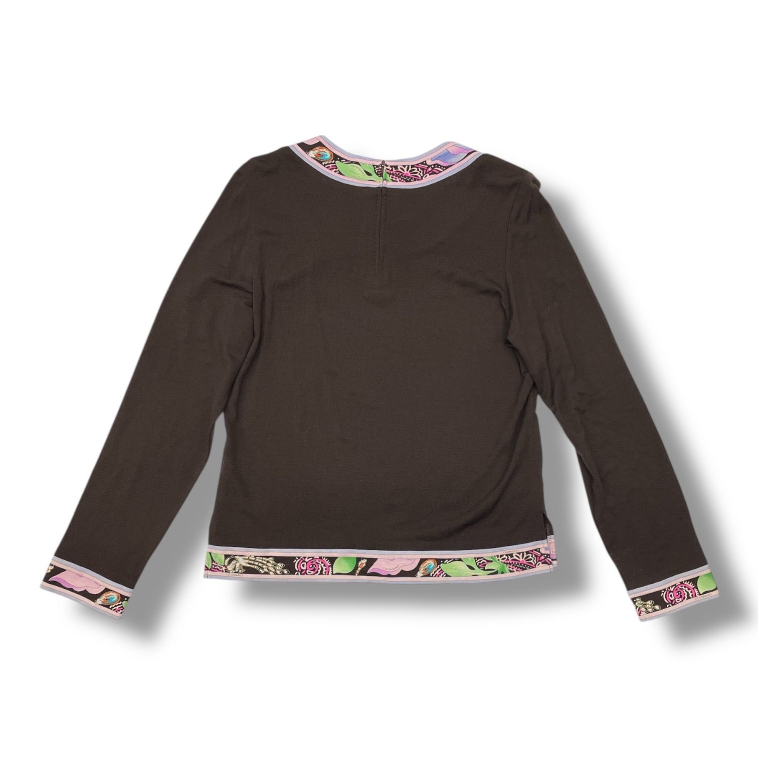 LEONARD レオナール フラワープリント ウールロングスリーブニット