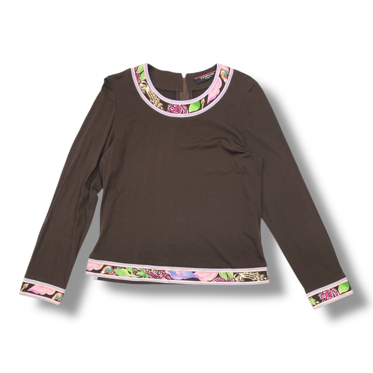 レオナール花柄 長袖シルク×ウールセーター　XL イタリア製 レオナール花柄 長袖シルク×ウールセーター XL イタリア製 レオナール