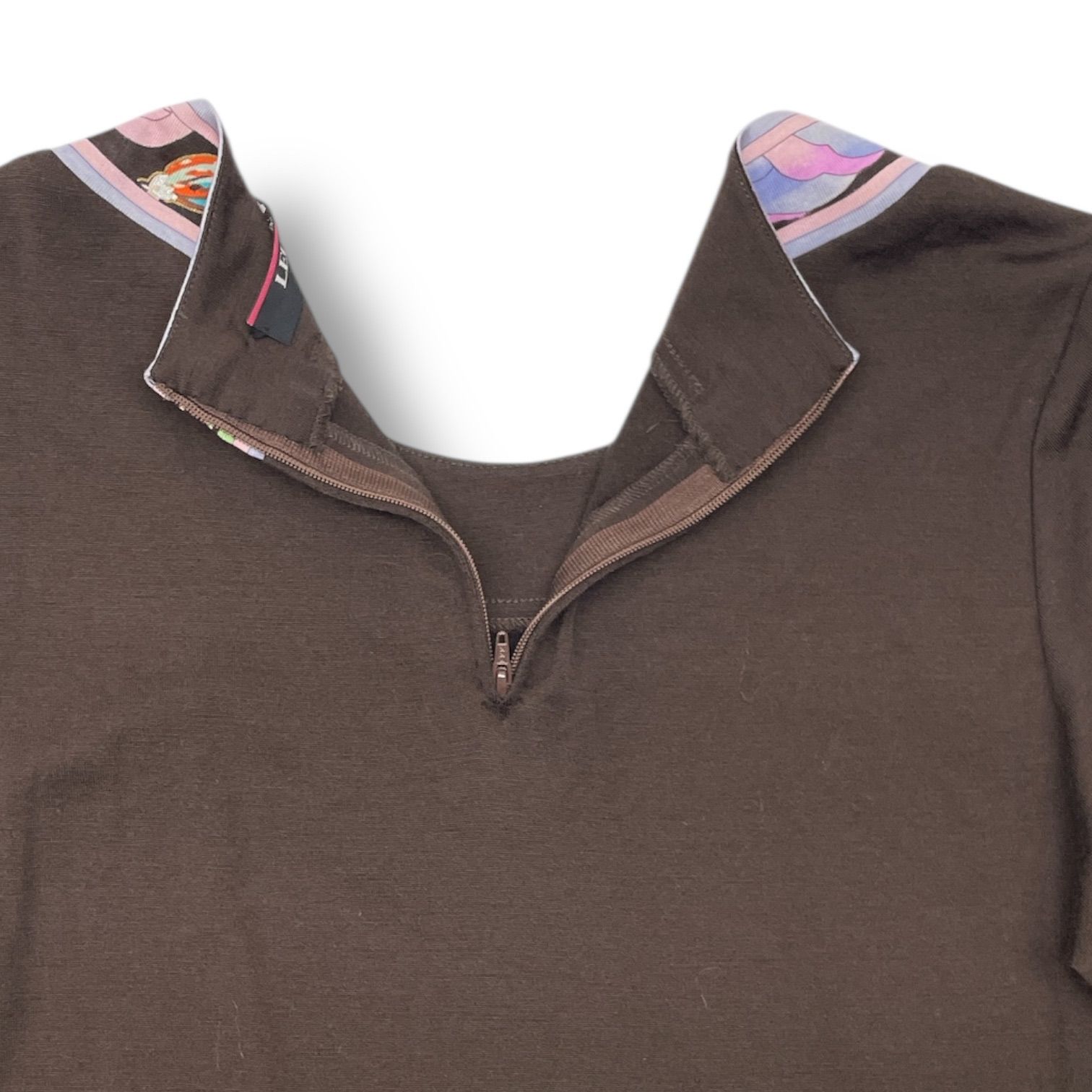  LEONARD レオナール フラワープリント ウールロングスリーブニット セーター カットソー 花柄 ウール 絹 シルク 0389354 茶色 ブラウン LLサイズ レディース 秋 冬 ゴーゴー古着マルイファミリー 4 No.201 長袖 ニット セーター