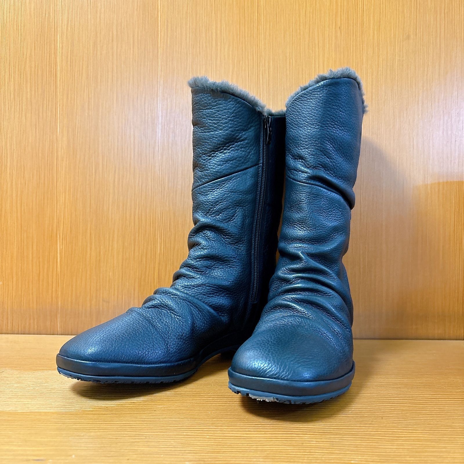 上 いい靴 撥水本革 アイスマンソール ハーフブーツ ブーツ モードエジャコモ DICI ディッシィ 本革 超軽量 ブラック 黒