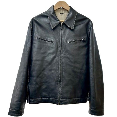 HERMES エルメス ブラック シルク ラムスキン ジャケット ♪Hermes エルメス レザージャケット ラムスキン ブラックレザー 52