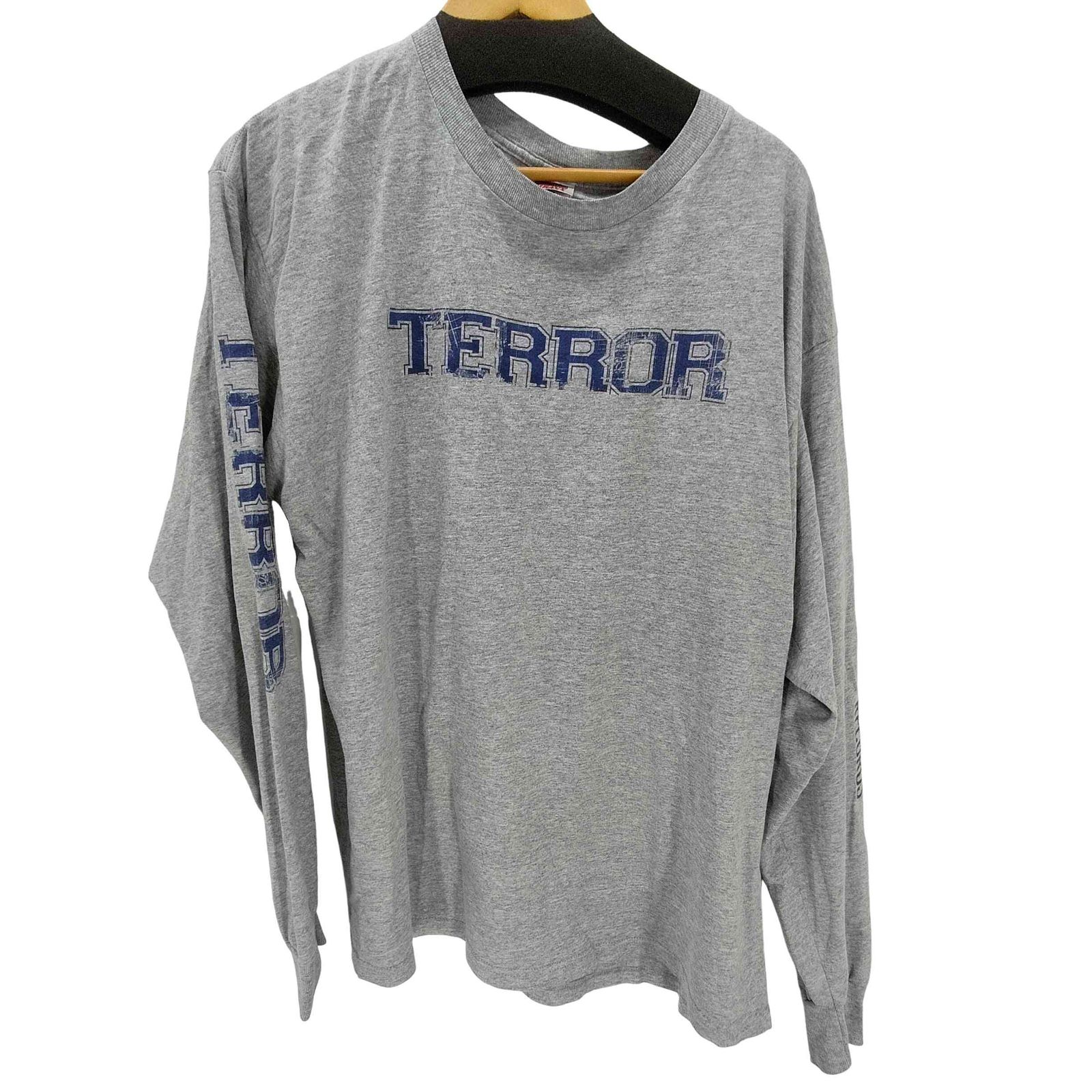 フルーツオブザルーム FRUIT OF THE LOOM HEAVY cotton 00S 2枚タグ 両面 ダメージ プリント L S ハードコア ロック バンド Tシャツ ロンT メンズ import XL