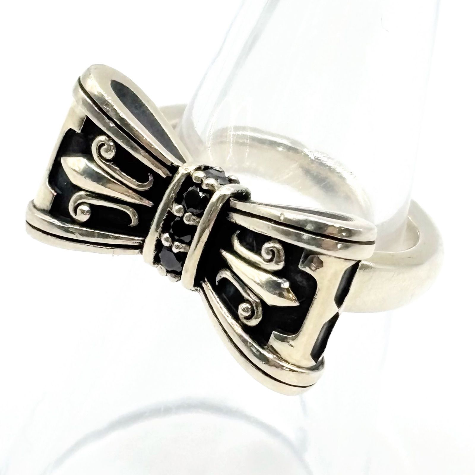 定価3.6万☆Justin Davis リボンリング指輪 ブラック・8号 定価3.6万☆