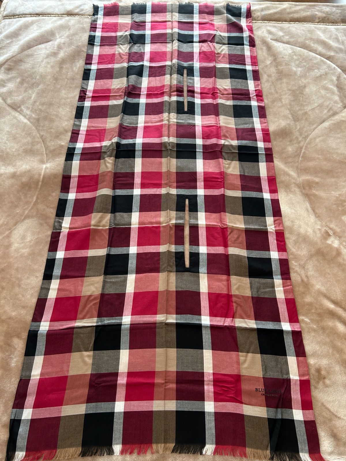 ブルーレーベルクレストブリッジストール ショールレディーススカーフ婦人マフラー女性用メイドインジャパン大判男女兼用ユニセックス