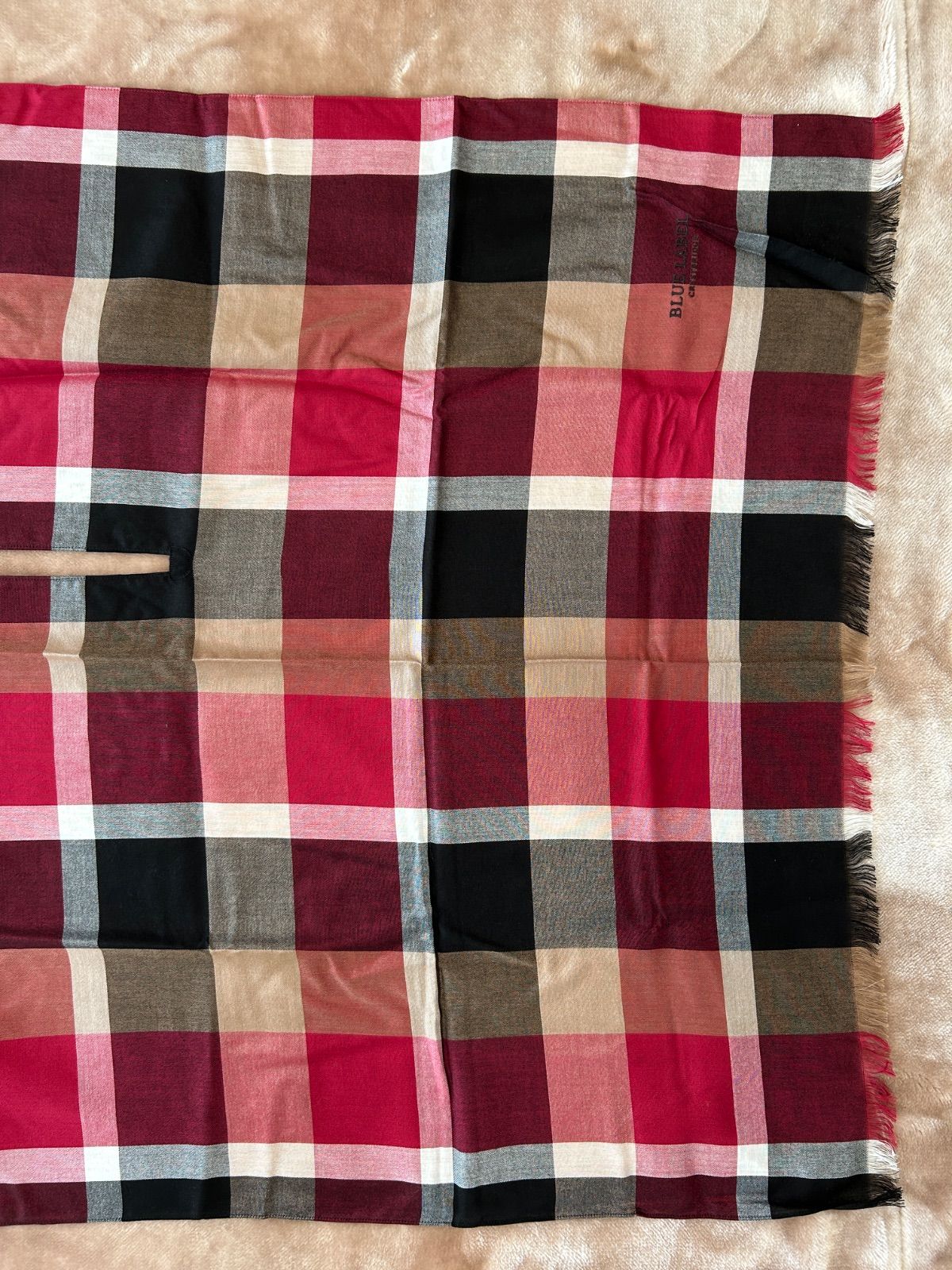 ブルーレーベルクレストブリッジストール ショールレディーススカーフ婦人マフラー女性用メイドインジャパン大判男女兼用ユニセックス