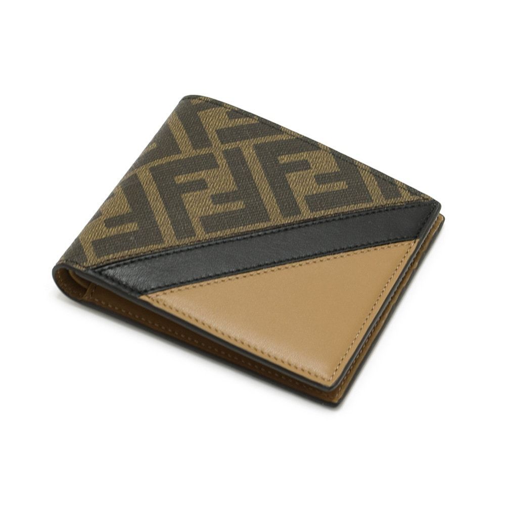 FENDI フェンディ 二つ折り財布 7M0169-AJF8-F1EGA FF ブラウン メンズ ウォレット FENDI Diagonal Bi-F Wallet