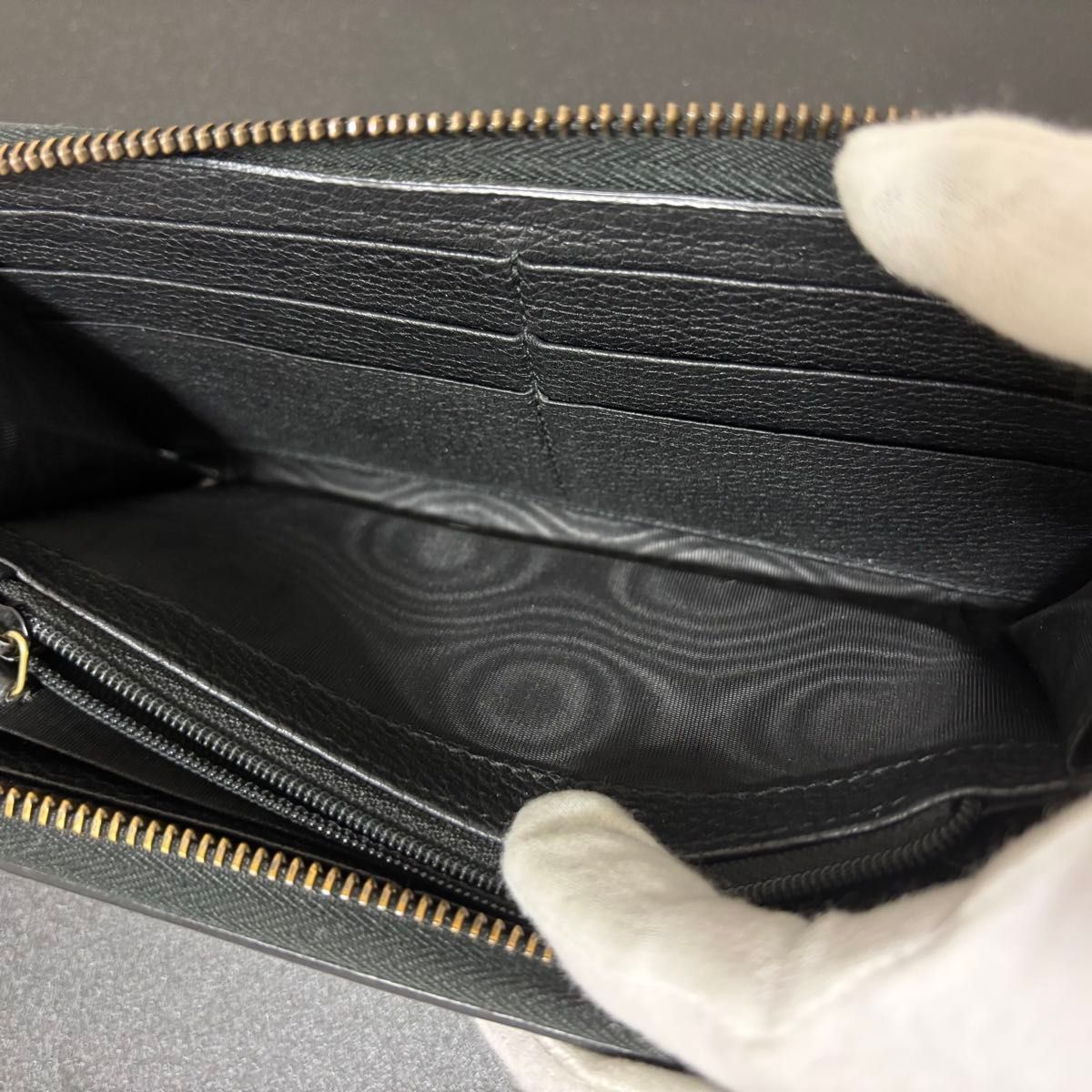 q22 グッチ 長財布 シェリーライン ブラック GUCCI レザー ラウンド