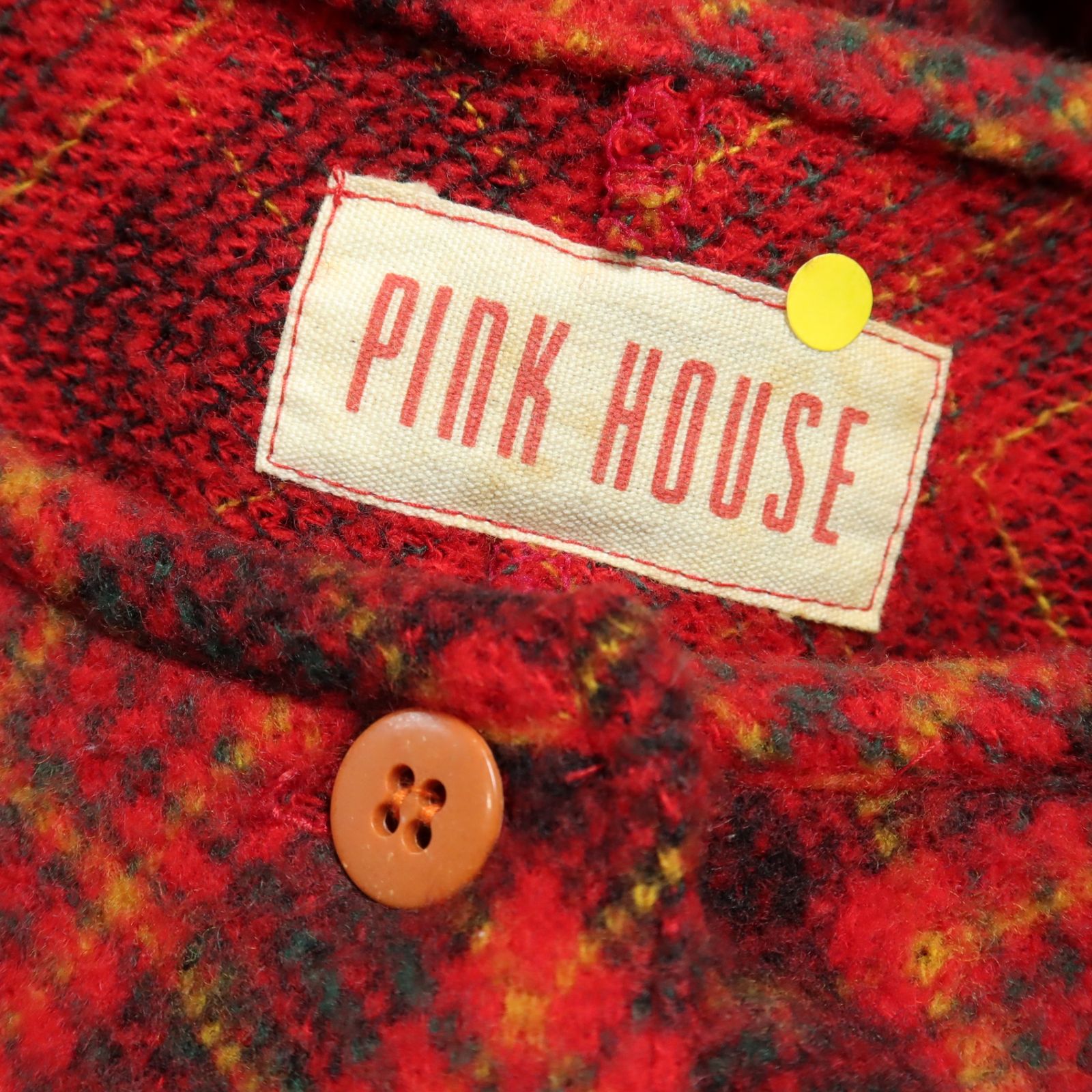 ピンクハウス☆レトロ可愛い♪ニットジャケット ノーカラー 赤系