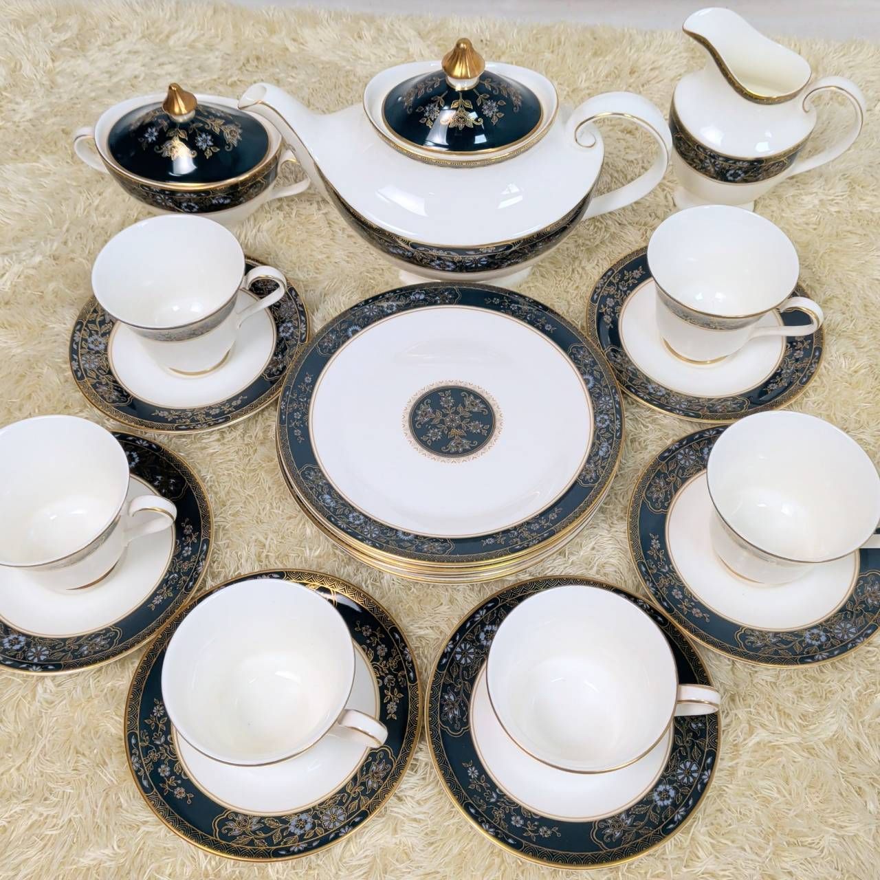 ロイヤルドルトン カーライル コーヒーカップ シュガーポット ミルクポット コーヒーポット プレート やや傷や汚れあり