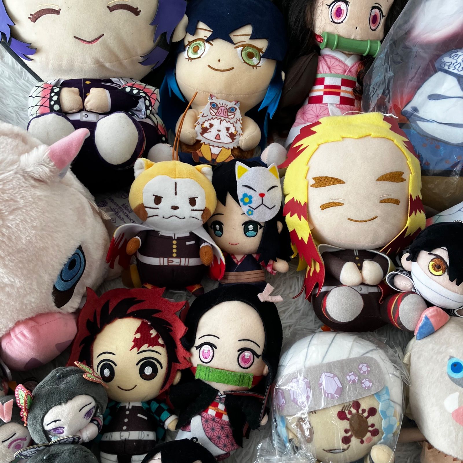 貴重レア！タグ付き美品！鬼滅の刃のぬいぐるみとグッズ大量まとめ売り！2 ぬいぐるみ「鬼滅の刃 Chibiぬいぐるみ ペアセット」 (電報なし) 炭