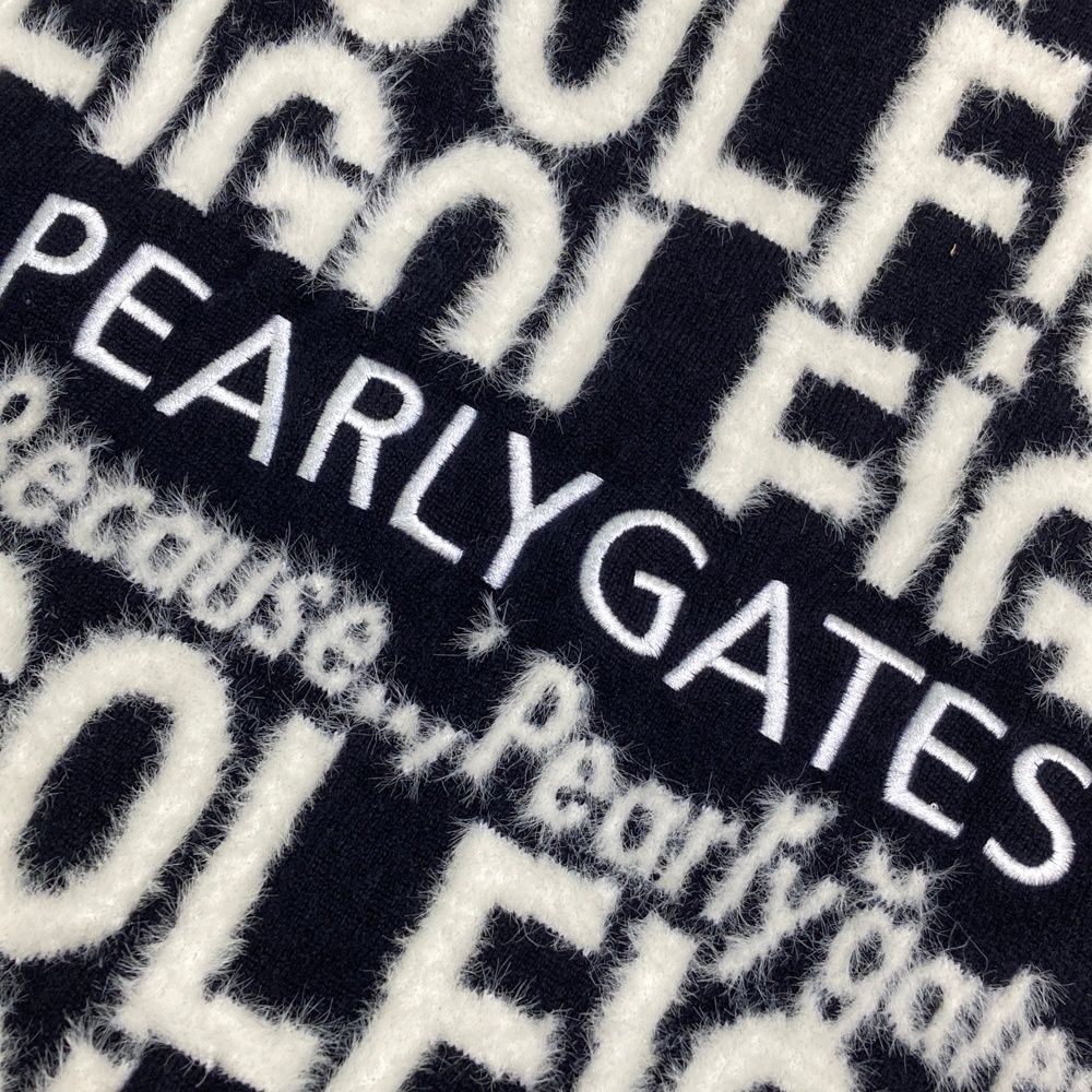  サイズ 1 PEARLY GATES パーリーゲイツ モデル フード付き 長袖ニットセーター 総柄 ブラック系 ゴルフウェア レディース ストスト セーター トレーナー レディースウェア