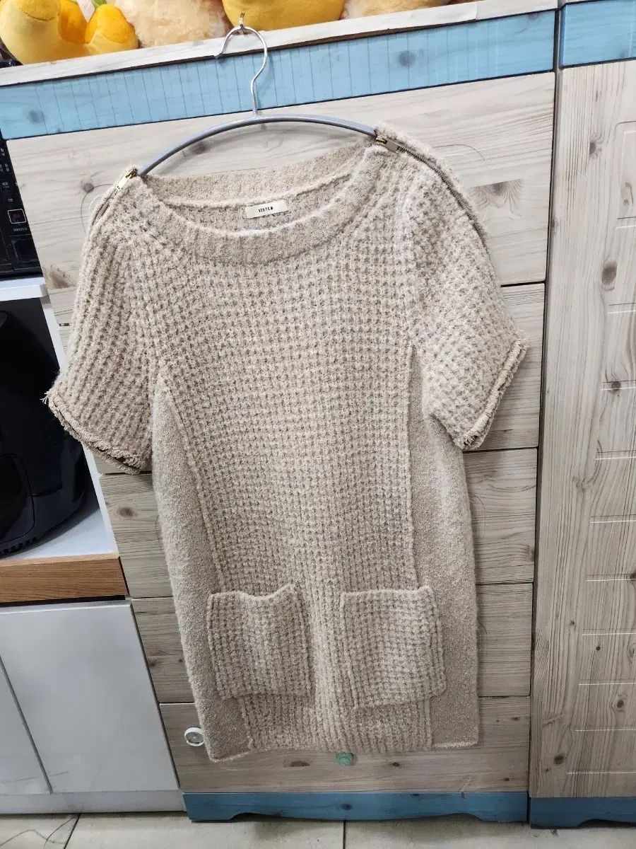 SYSTEM 半袖ニット ONE PIECE ベージュ