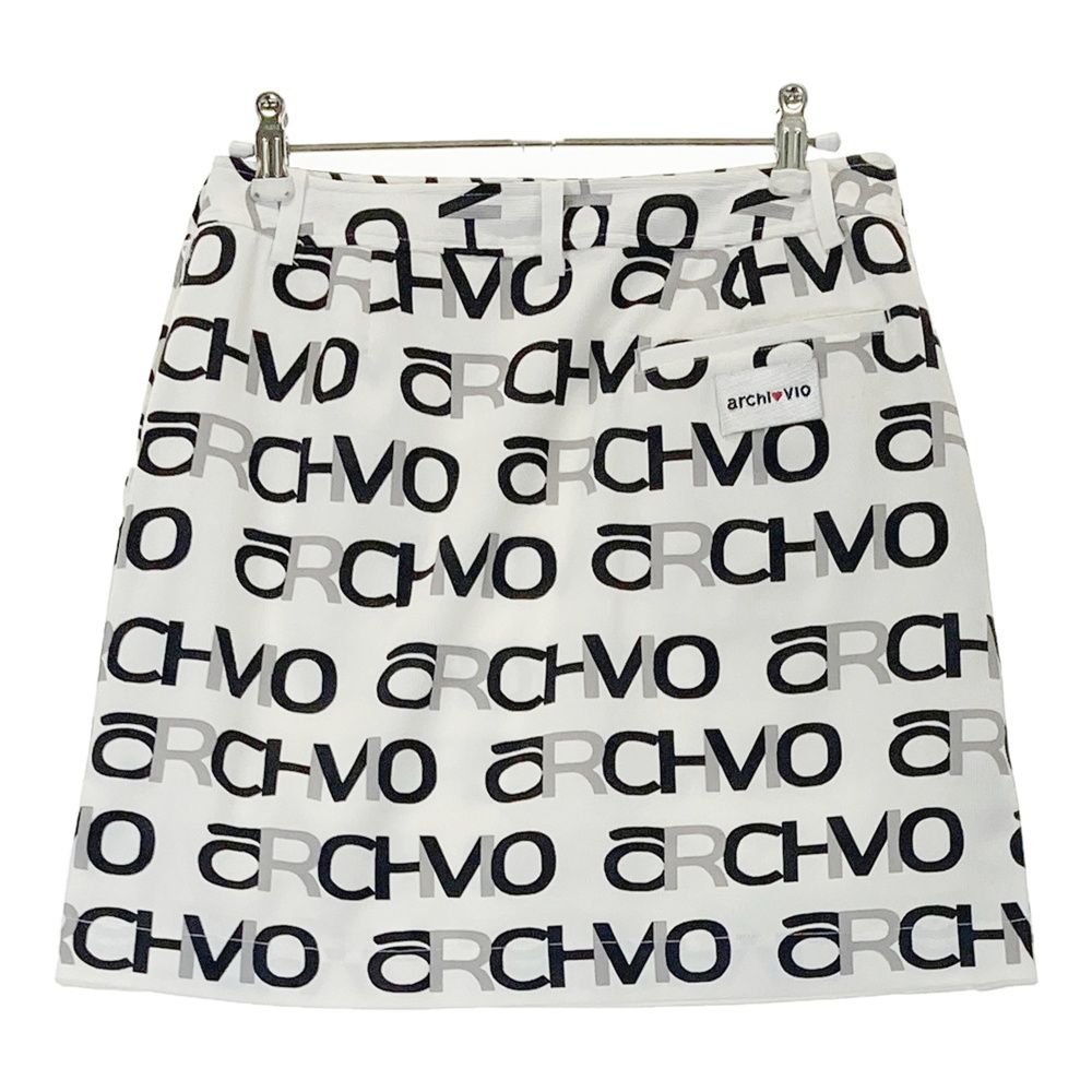 サイズ 38 アルチビオ 裏地付スカート ロゴ総柄 ホワイト系 ゴルフウェア レディース ストスト