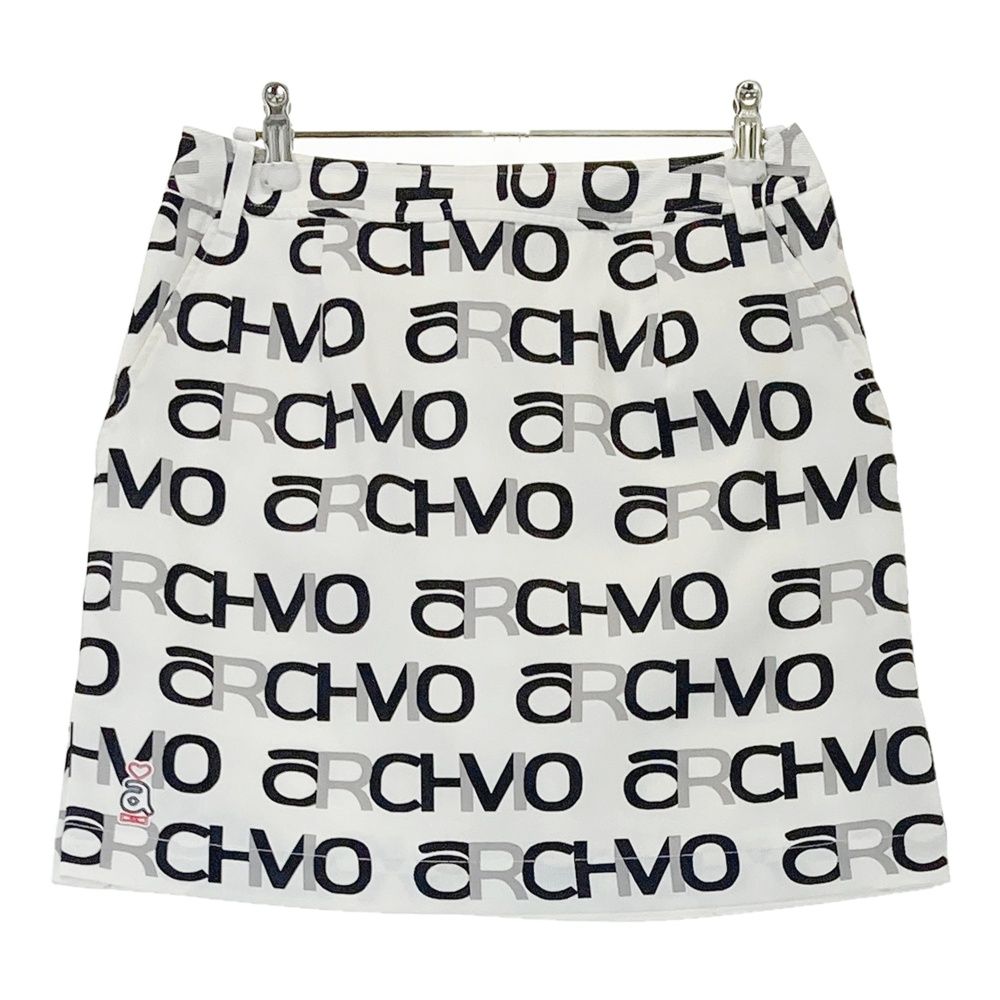 サイズ 38 ARCHIVIO アルチビオ 裏地付スカート ロゴ総柄 ホワイト系 240101558966 ゴルフウェア レディース ストスト