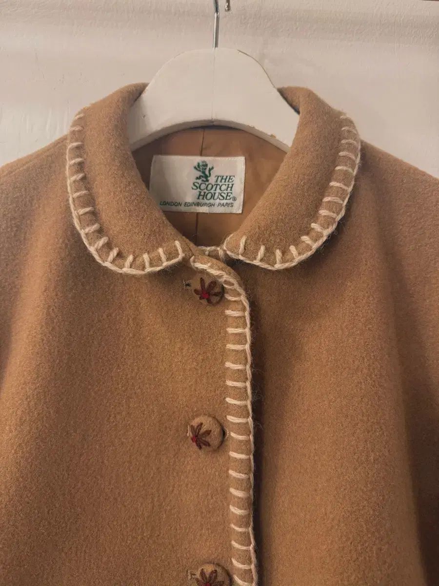 日本 ヴィンテージ ウール 90 ショートコート ブラウン スティッチ