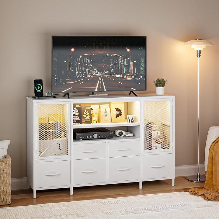 チェスト収納 タンス リビング収納　LEDライト付き テレビボード　ヴィンテージ チェスト収納 タンス リビング収納 LEDライト付き テレビボード