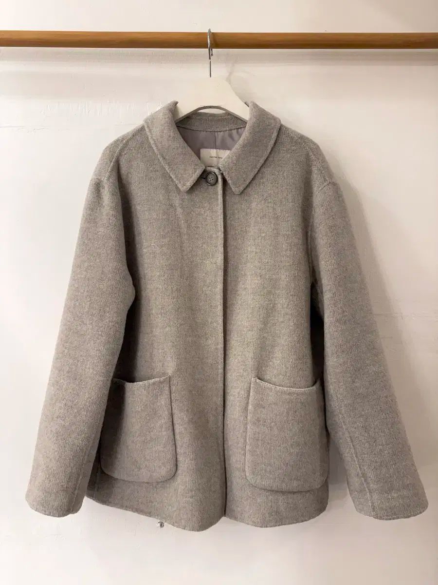 ウール 75 カシミア 6 グレー ショート コート