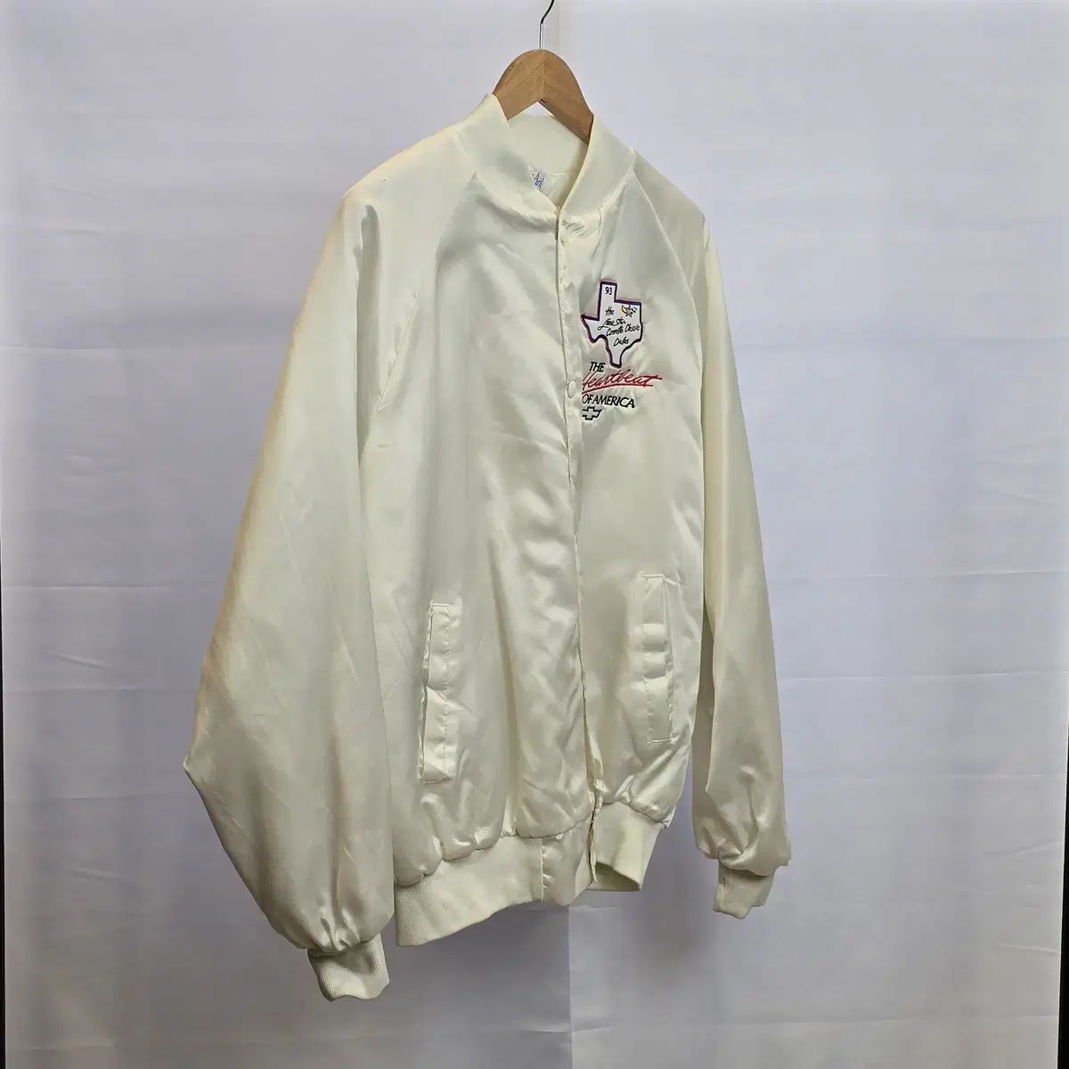 WestArk USA ヴィンテージ サテン スタジアム ジャケット アイボリー XL
