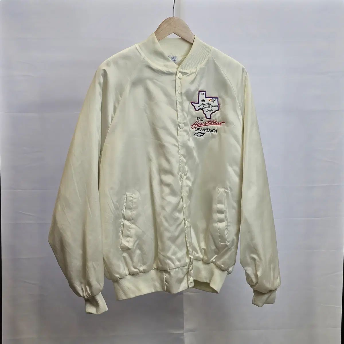 WestArk USA ヴィンテージ サテン スタジアム ジャケット アイボリー XL