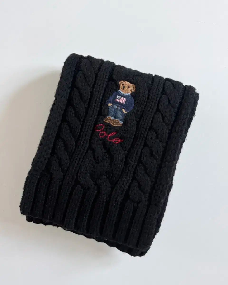 Polo ポロラルフローレン ベア刺繍 ロゴ 黒 COLOR ケーブル マフラー