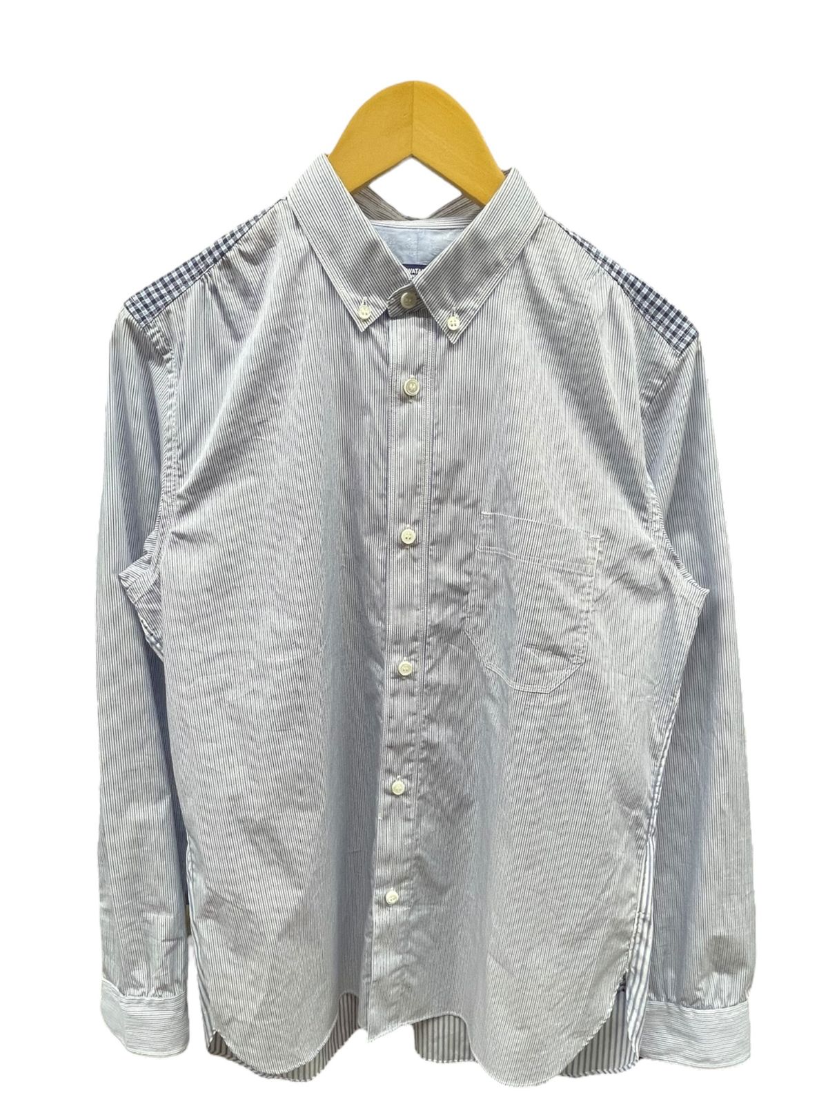 JUNYA COMME des GARCONS MAN ジュンヤワタナベコムデギャルソンマン 長袖 シャツ 切替 ストライプ チェック WD-B 005 M ブルー メンズ 025