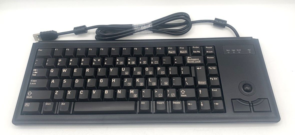 産業用コンパクトキーボード CHERRY G 84- -2 トラックボール付き USB 英語US配列 高耐久 小型 軽量 チェリー 産業機器 サーバー POS 端末用