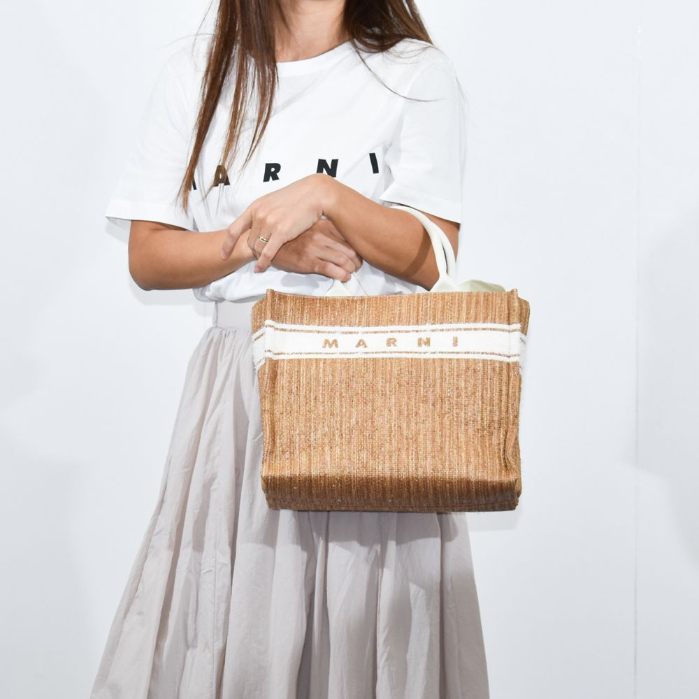 マルニ トートバッグ ショルダーバッグ 2way ロゴ レディース ラフィア