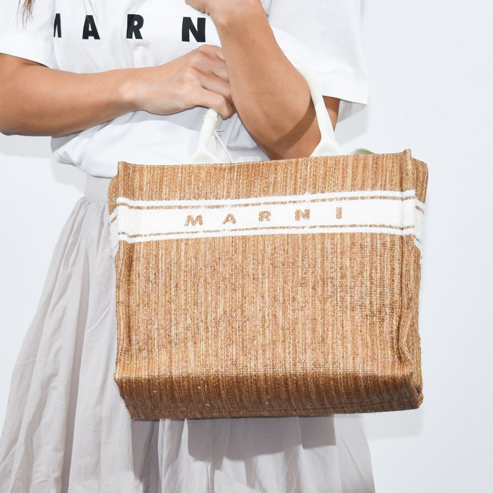 マルニ トートバッグ ショルダーバッグ 2way ロゴ レディース ラフィア