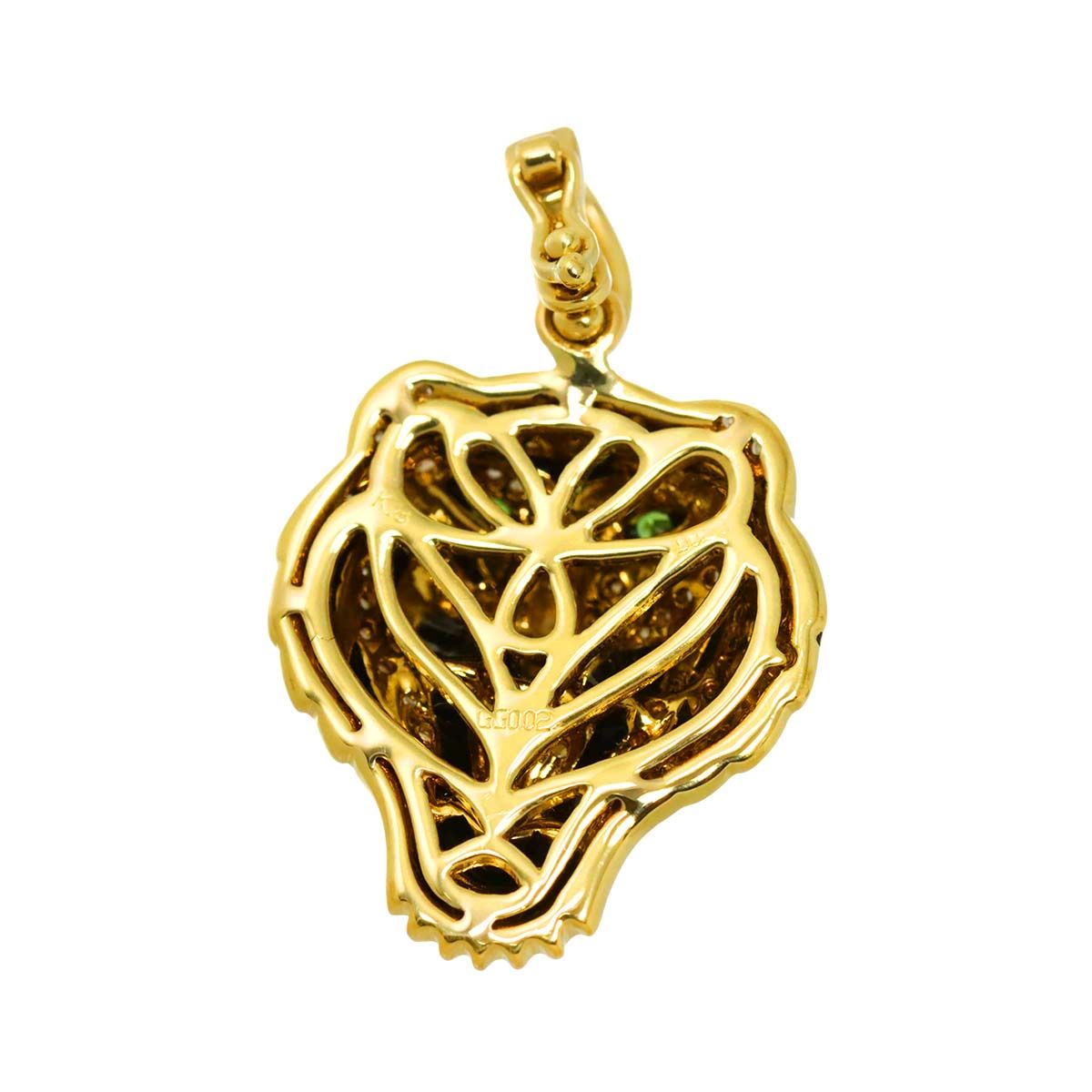 ダイヤ 0.50ct ガーネット 0.02ct ペンダント トップ K18 YG イエロー