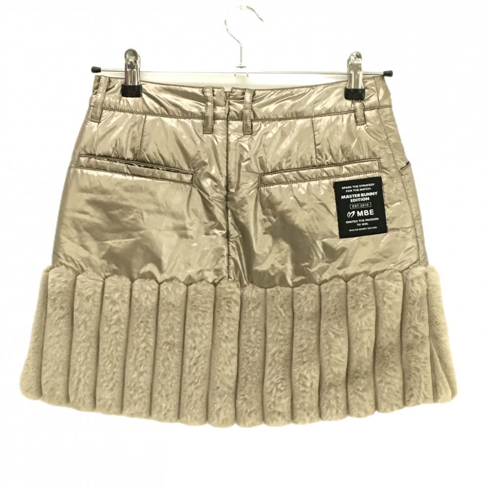 マスターバニー 中綿スカート メタリックゴールド調 裾ファー レディース 0 S ゴルフウェア モデル MASTER BUNNY EDITION