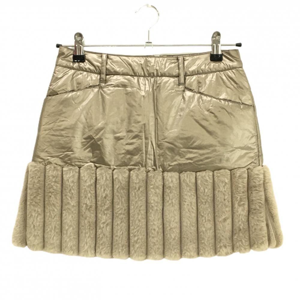 マスターバニー 中綿スカート メタリックゴールド調 裾ファー レディース 0 S ゴルフウェア モデル MASTER BUNNY EDITION