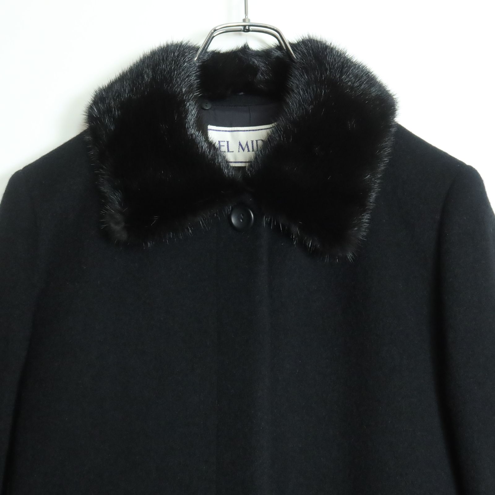 新品未使用】エルミダ☆カシミヤ100％コート ミンクの襟付き！サイズ12