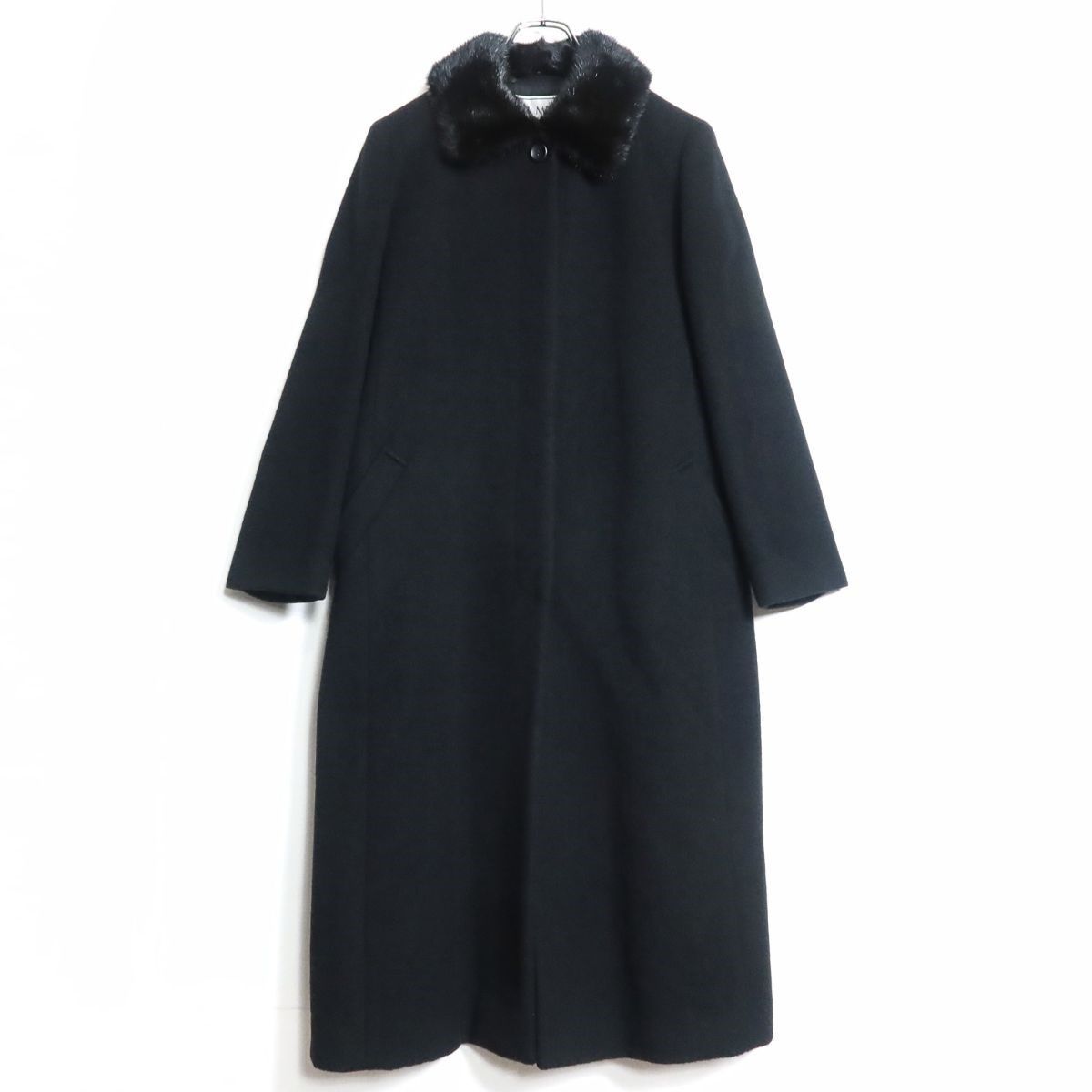 新品未使用】エルミダ☆カシミヤ100％コート ミンクの襟付き！サイズ12