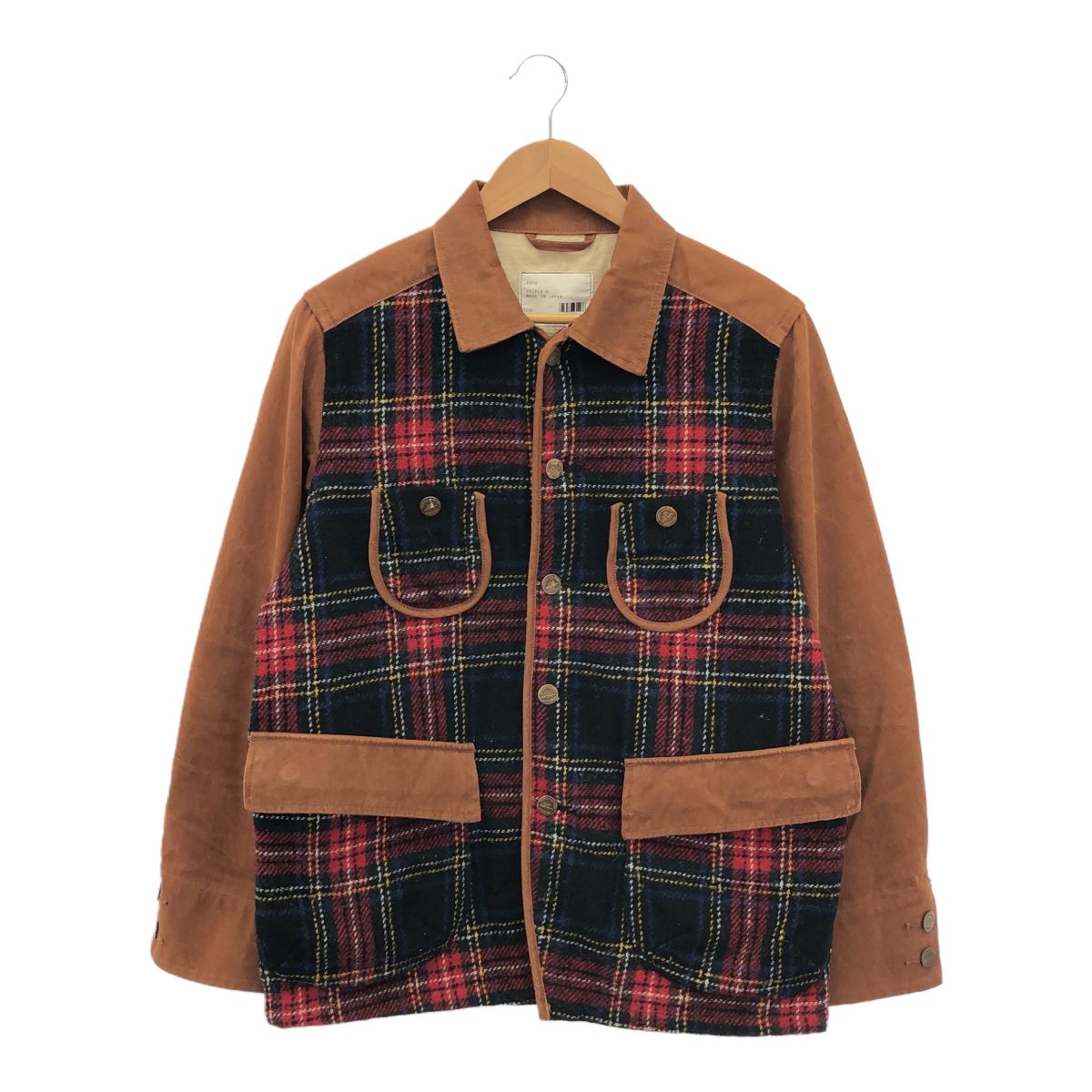 KATO カトー HARRIS TWEED ウールチェック カバーオール ハリスツィード ジャケット アウター ブラウン メンズ M