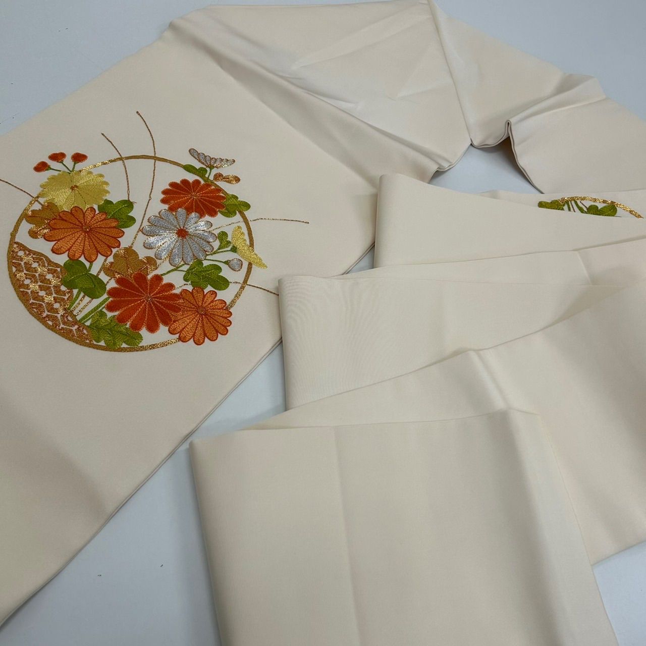 名古屋帯 塩瀬 刺繍 金駒刺繍 花柄 九寸 正絹 着物 MA-1134 - メルカリ