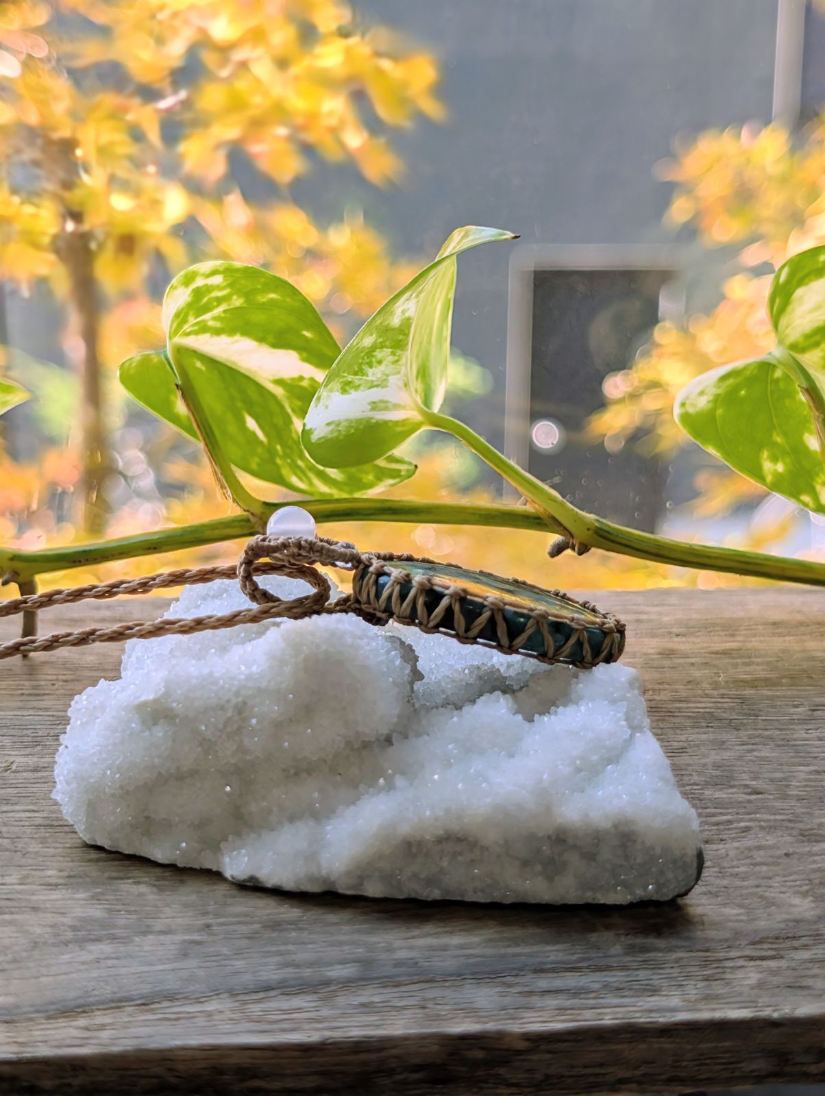  エメラルド マクラメ編みネックレス 455 マクラメネックレス ネックレス ペンダント アクセサリー