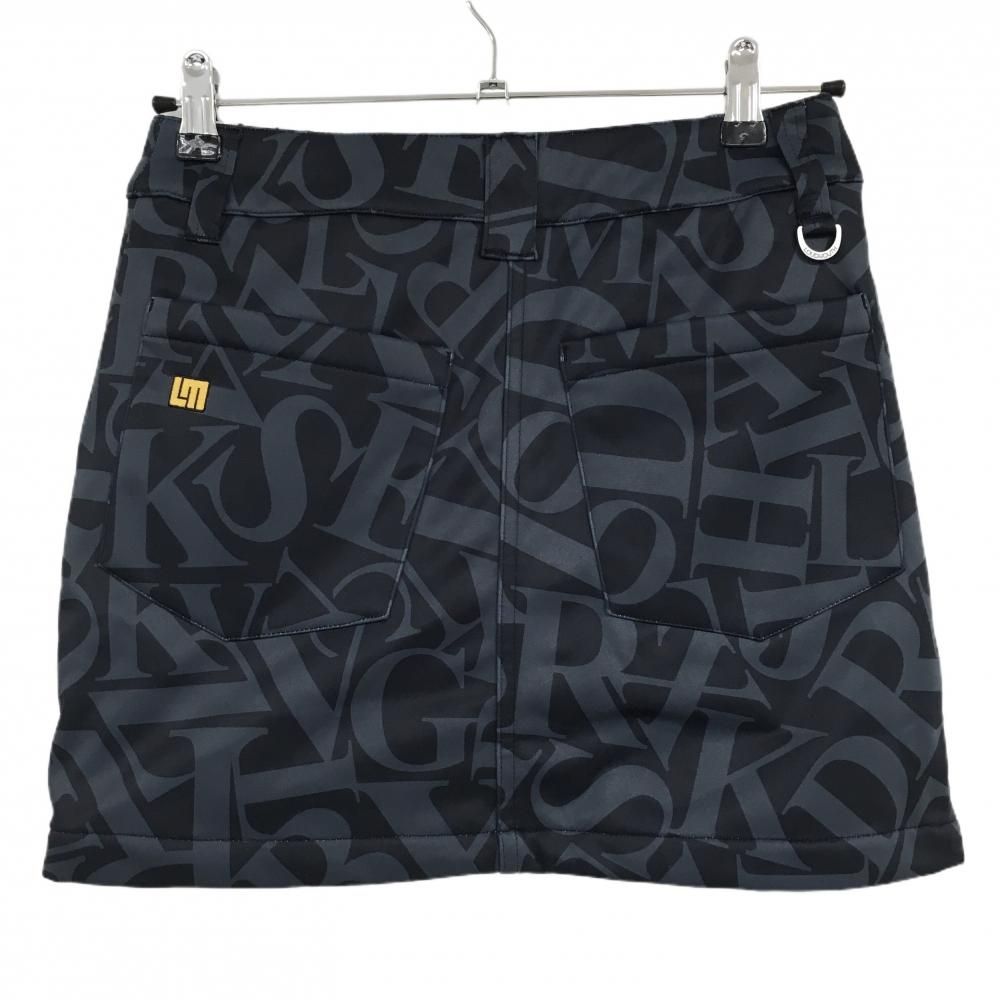 ラウドマウス スカート 黒×グレー 英字総柄 裏起毛 防風 内側インナーパンツ レディース S ゴルフウェア LOUDMOUTH