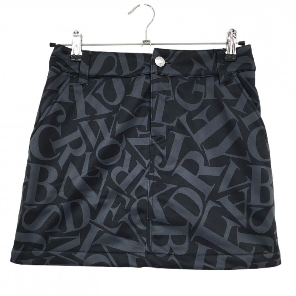 ラウドマウス スカート 黒×グレー 英字総柄 裏起毛 防風 内側インナーパンツ レディース S ゴルフウェア LOUDMOUTH