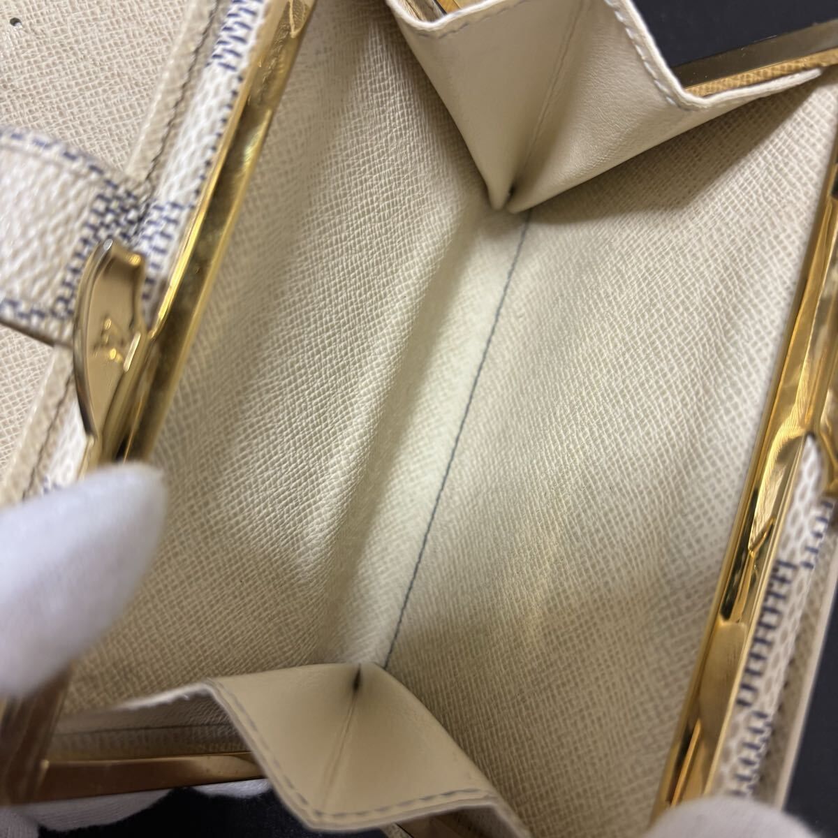 q68 ポルトフォイユ ヴィエノワ ダミエ アズール 二つ折り財布 がま口