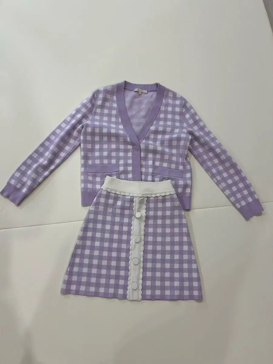 マージュ商品 チェック柄 カーディガン スカート セット