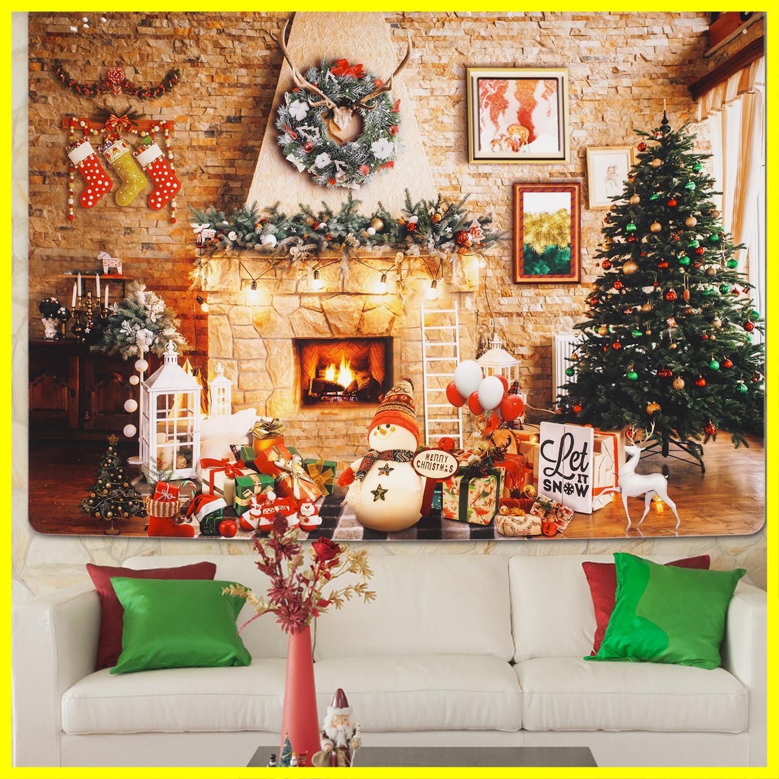 クリスマス 約125×150cm タペストリー 装飾布 欧米風 インテリア 在庫わずか】クリスマスタペストリー クリスマスツリー Flower ギフト