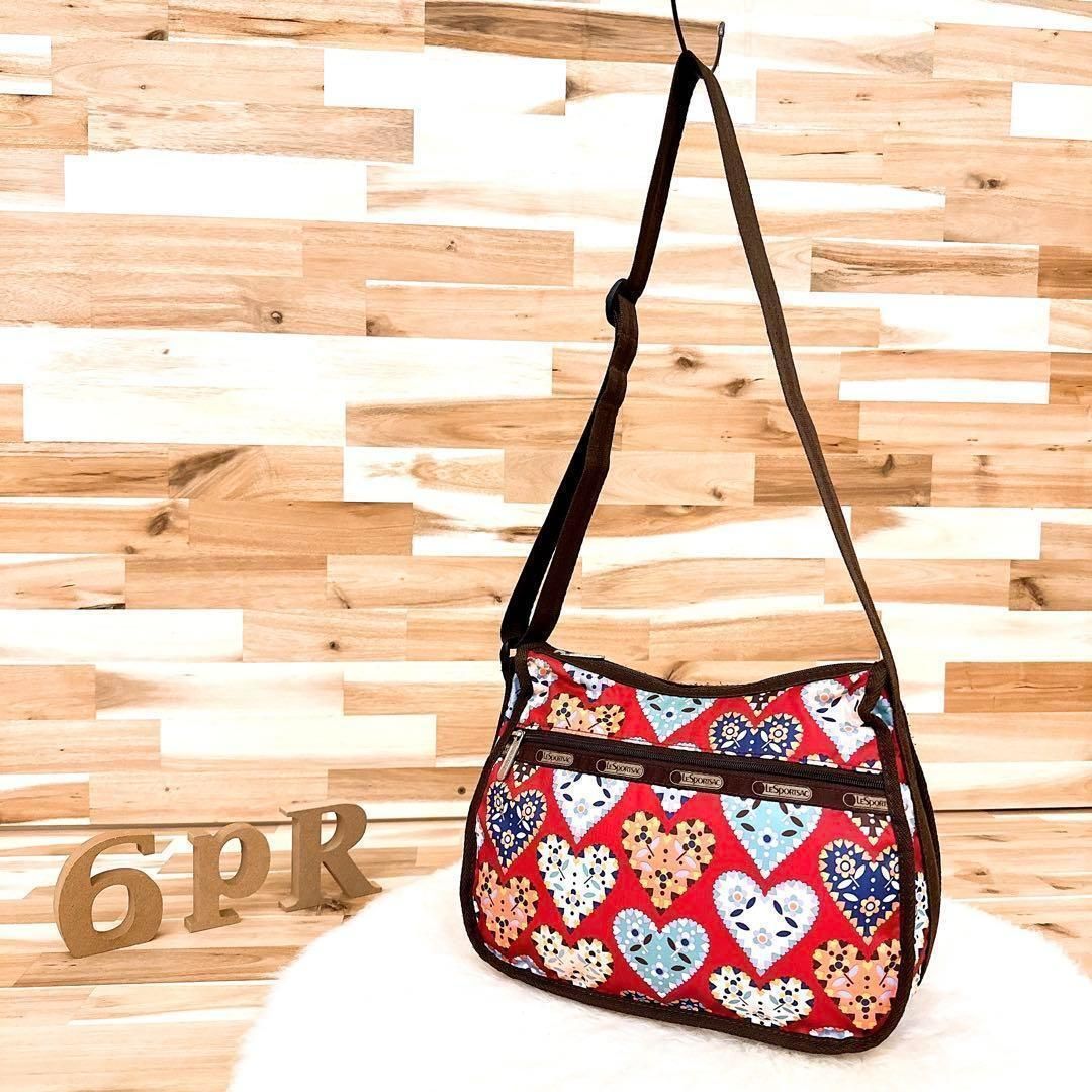 レスポートサック】花柄アート ハート パッチワーク ショルダーバッグ